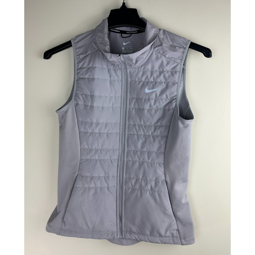 Nike Running Aerolayer Quilted Puffer Vest Grey Lavender Zip Up 856222-059 Small - Picture 6 of 14